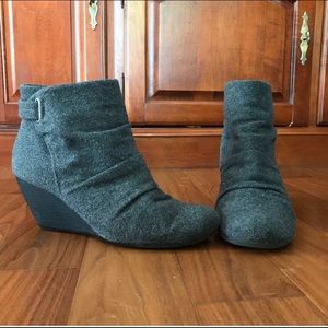 Charcoal grey wedge style felt ankle boots